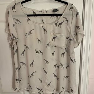 Torrid White Sheer Giraffe Top